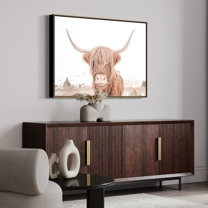 wall-art-print-canvas-poster-framed-Great Hair Don'T Care Yak, Highland Cow, Soft Tone-by-Gioia Wall Art-Gioia Wall Art