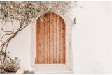 Greek house facade with brown door-Gioia-Prints-Framed-Canvas-Poster-GIOIA-WALL-ART