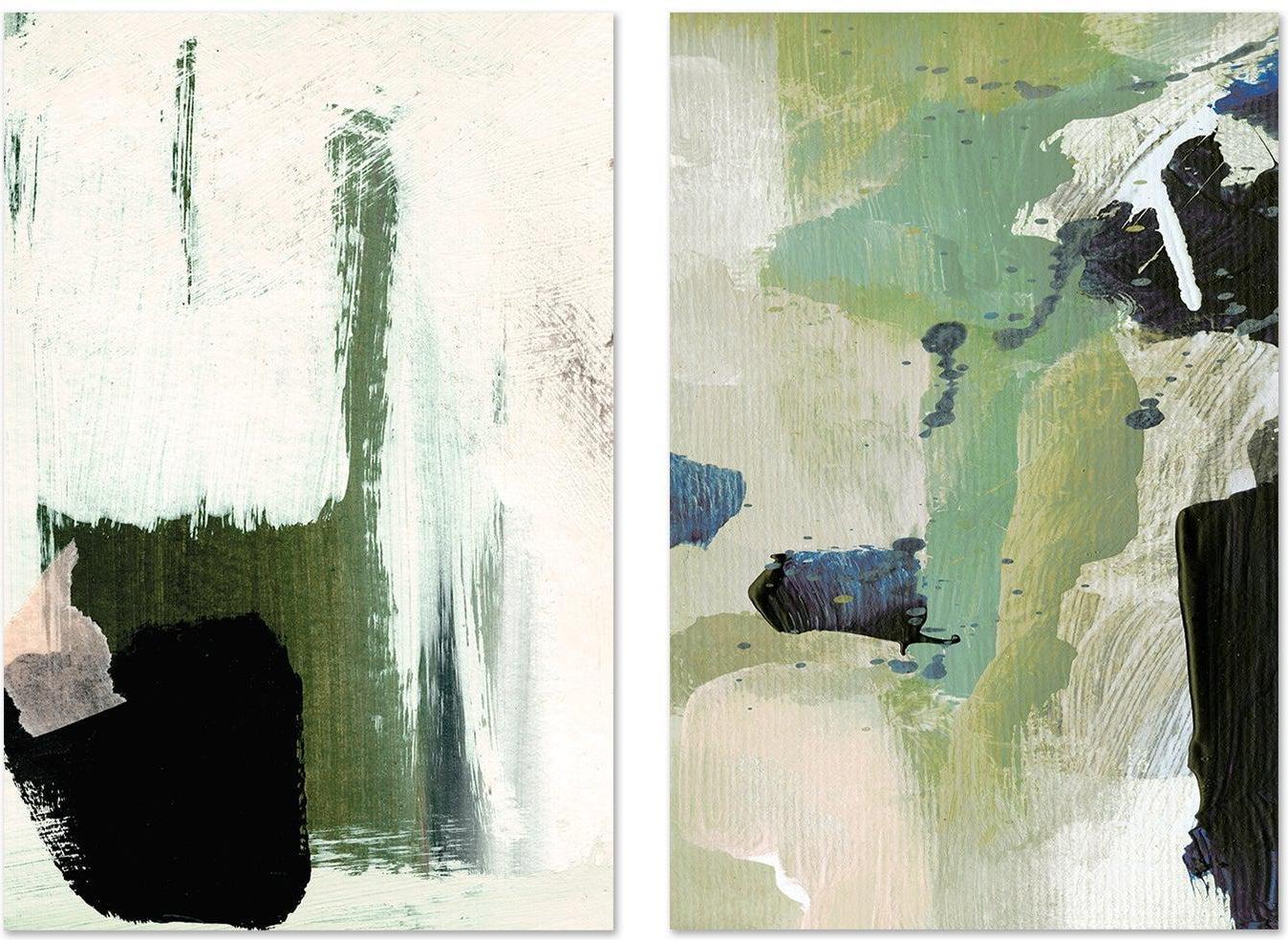 wall-art-print-canvas-poster-framed-Green Abstract Minimal, Set Of 2 , By Dan Hobday-by-Dan Hobday-Gioia Wall Art