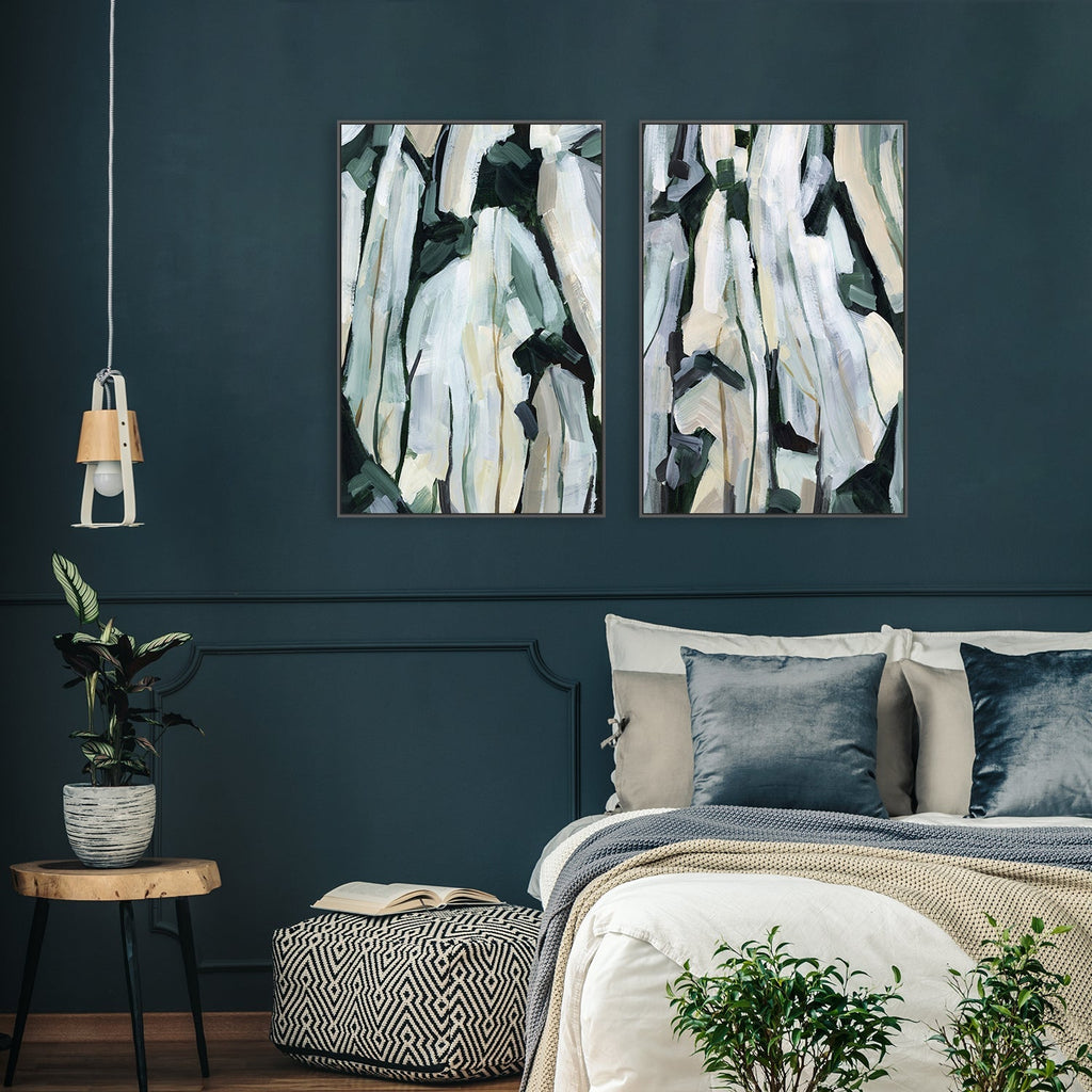 Green Abstract, Set Of 2 , By Emily Wood Wall Art Print Framed Canvas