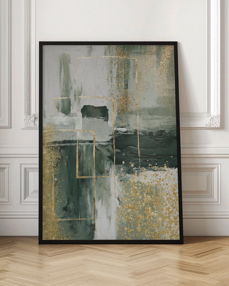 wall-art-print-canvas-poster-framed-Green and Gold Moment 3 , By Sally Ann Moss-3