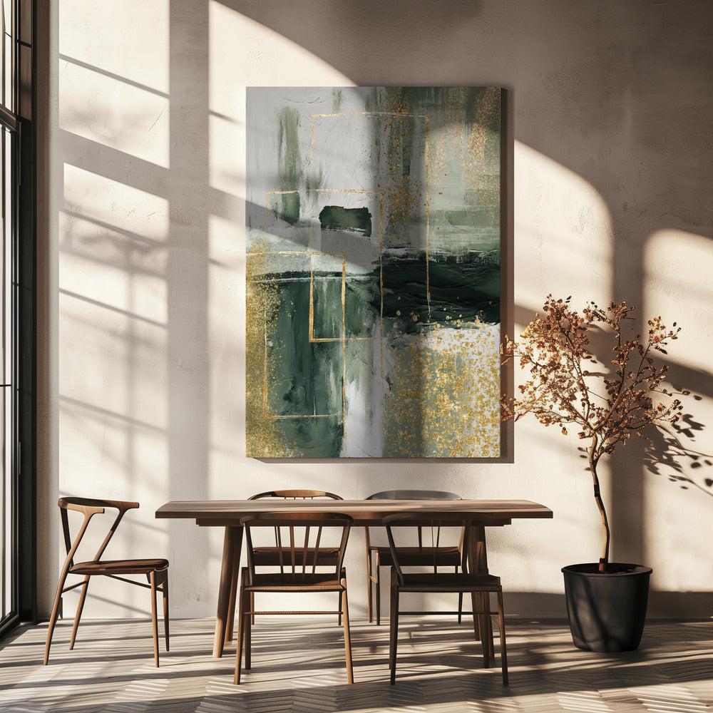 wall-art-print-canvas-poster-framed-Green and Gold Moment 3 , By Sally Ann Moss-4