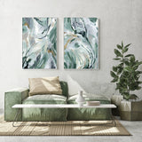 wall-art-print-canvas-poster-framed-Green And Grey Abstract, Set Of 2-by-Emily Wood-Gioia Wall Art