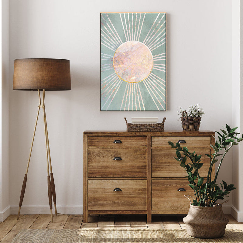 wall-art-print-canvas-poster-framed-Green Boho Sun, Style B , By Sarah Manovski-GIOIA-WALL-ART