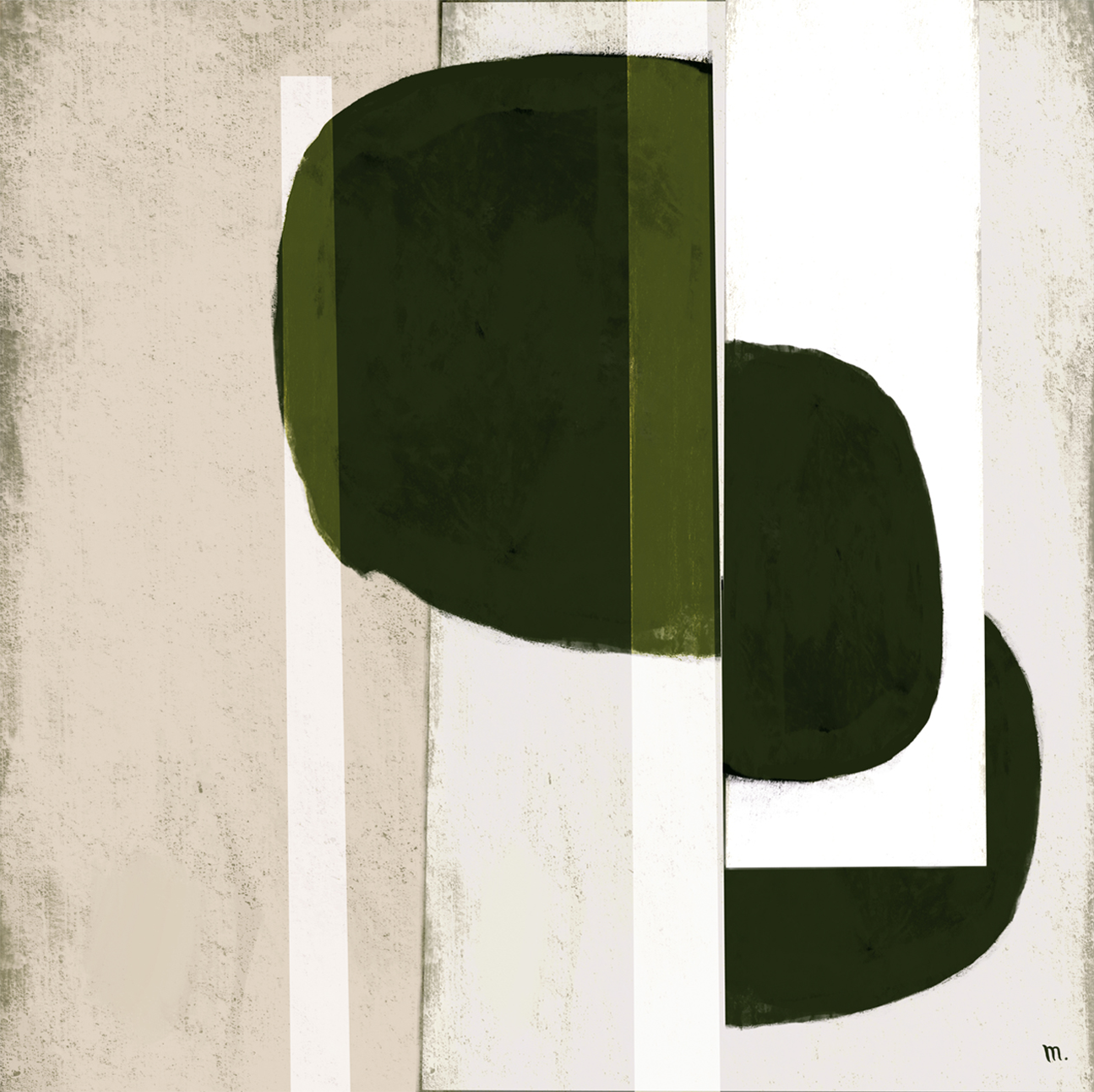 wall-art-print-canvas-poster-framed-Green Collage, Style A , By Marco Marella-1