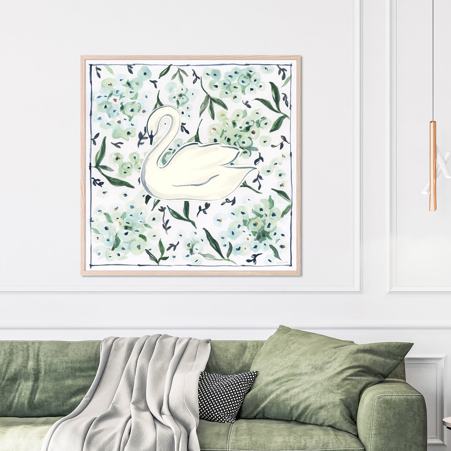 wall-art-print-canvas-poster-framed-Green Hydrangea Swan-7