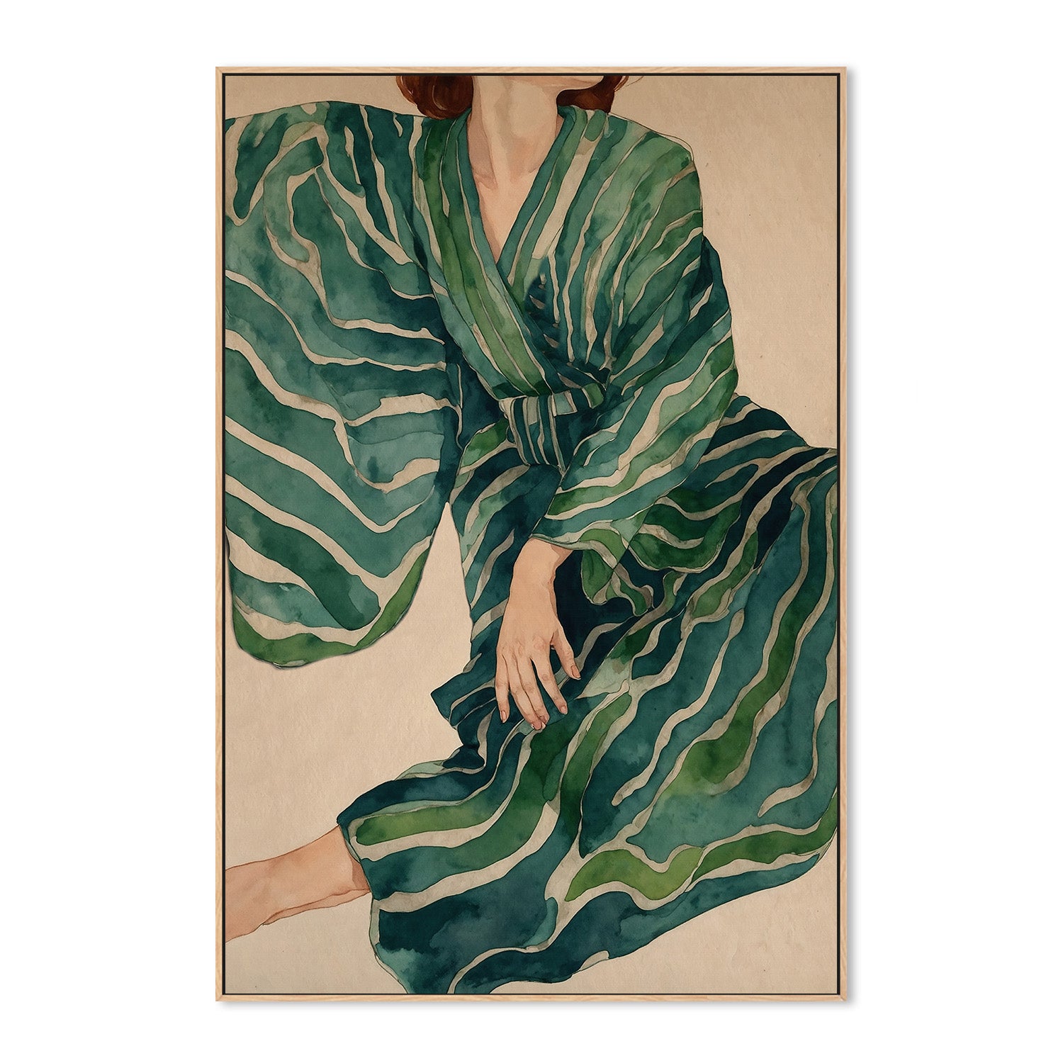 wall-art-print-canvas-poster-framed-Green Kimono Flow-4