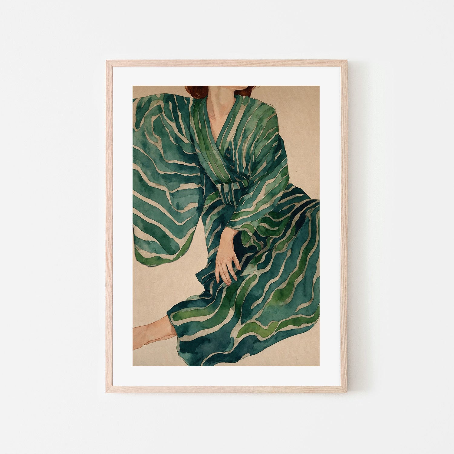 wall-art-print-canvas-poster-framed-Green Kimono Flow-6