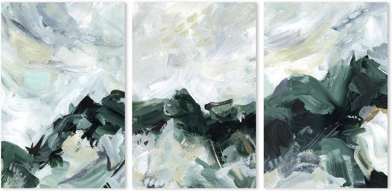 wall-art-print-canvas-poster-framed-Green Mountain, Set Of 3-by-Emily Wood-Gioia Wall Art