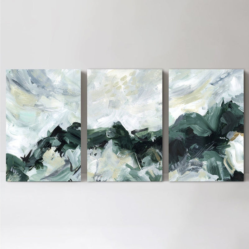 wall-art-print-canvas-poster-framed-Green Mountain, Set Of 3-by-Emily Wood-Gioia Wall Art