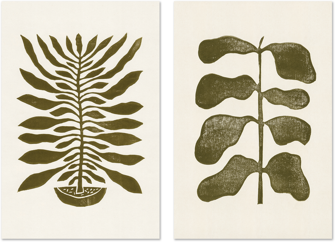 wall-art-print-canvas-poster-framed-Green Plants, Set of 2-1