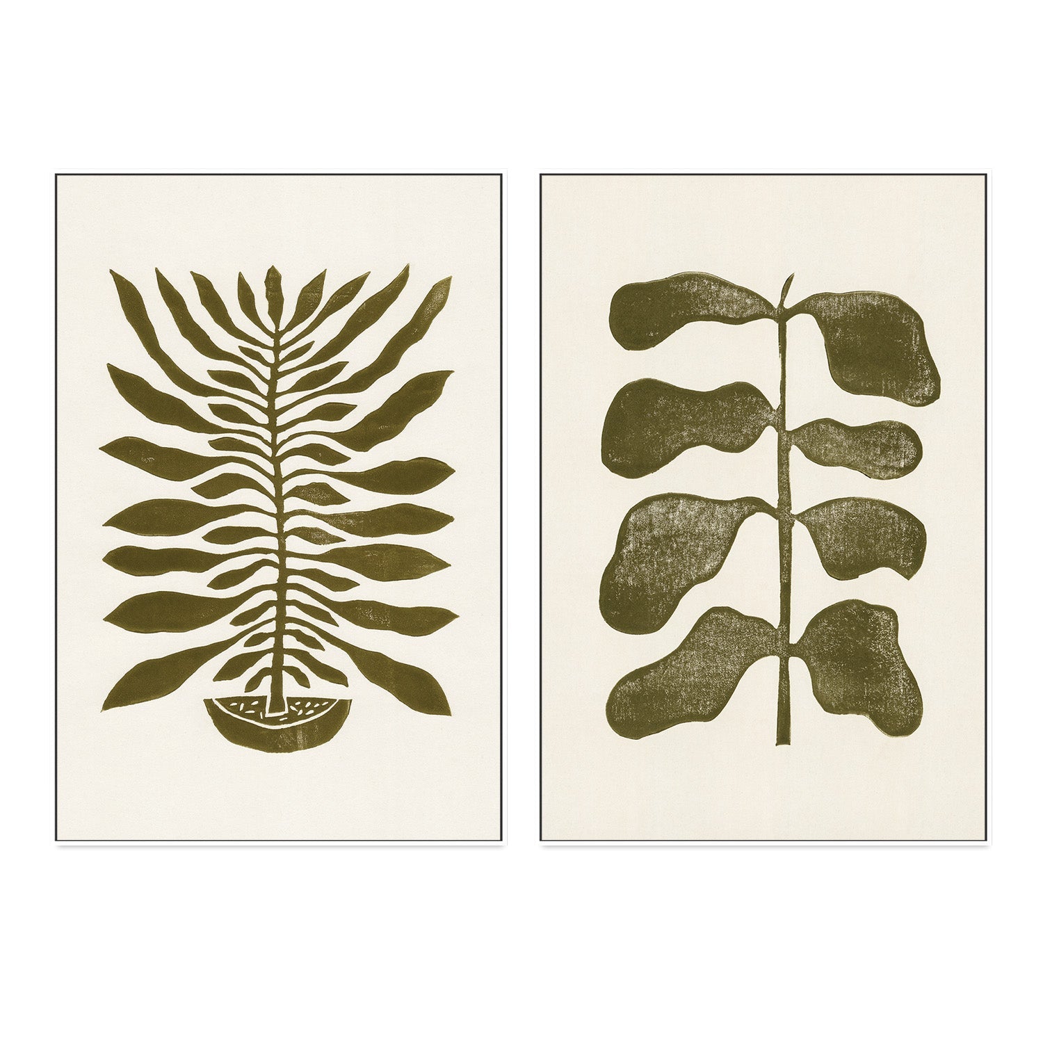 wall-art-print-canvas-poster-framed-Green Plants, Set of 2-5