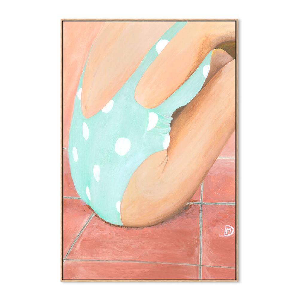 wall-art-print-canvas-poster-framed-Green Polka Dot Swimsuit-4