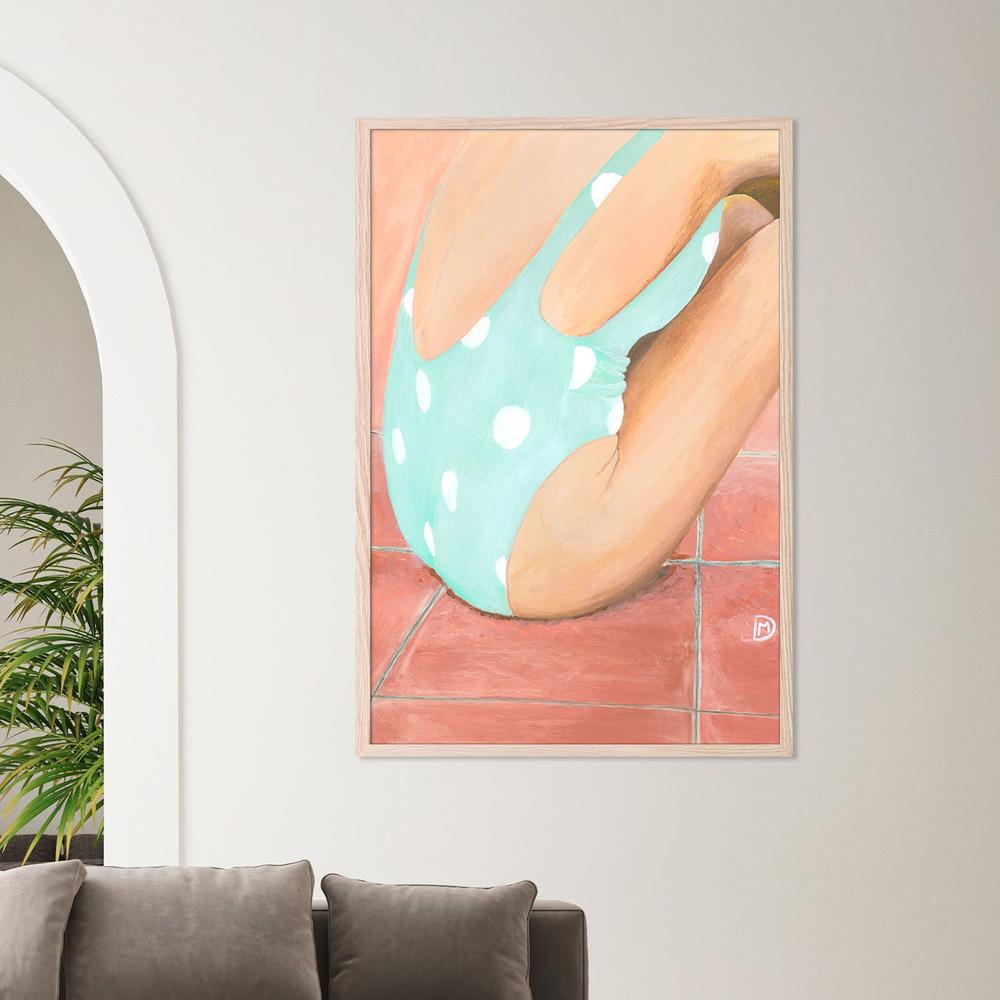wall-art-print-canvas-poster-framed-Green Polka Dot Swimsuit-7