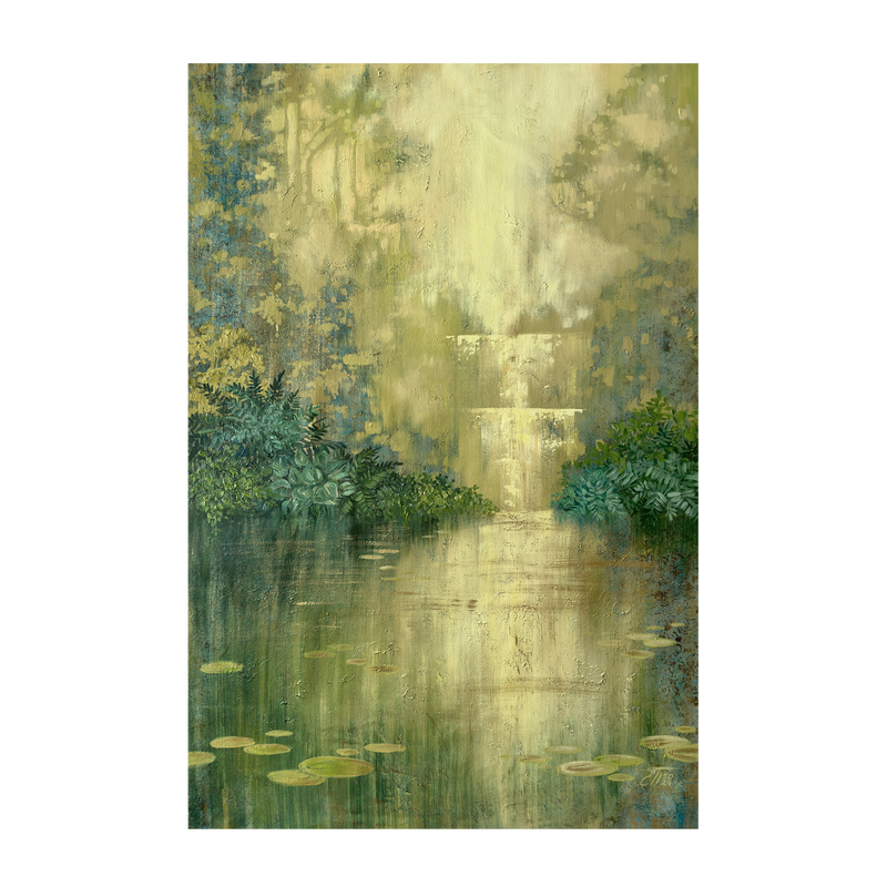 wall-art-print-canvas-poster-framed-Green Pond By The Waterfall , By Ekaterina Prisich-1