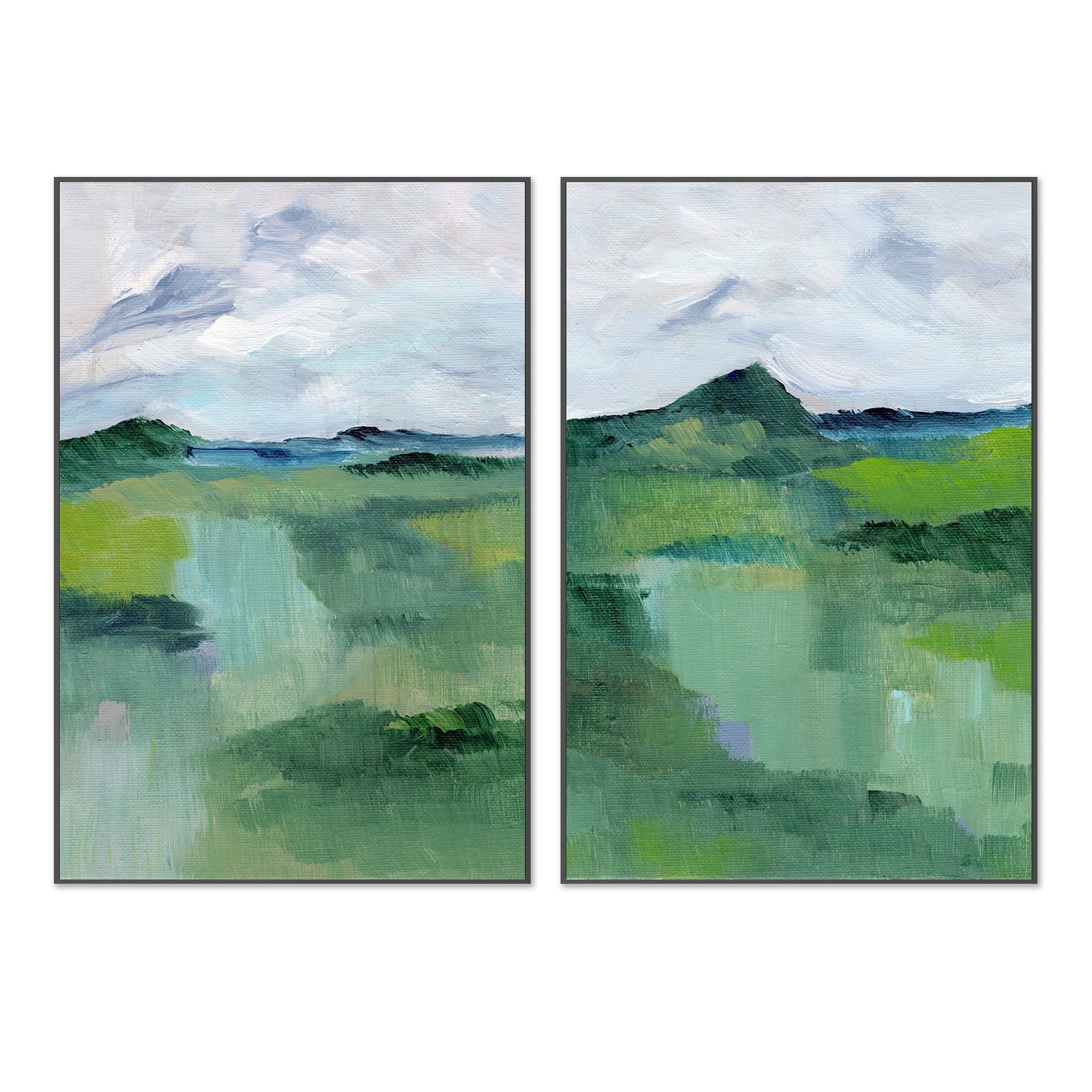 wall-art-print-canvas-poster-framed-Green, Style A & B, Set Of 2 , By Nikita Jariwala-3