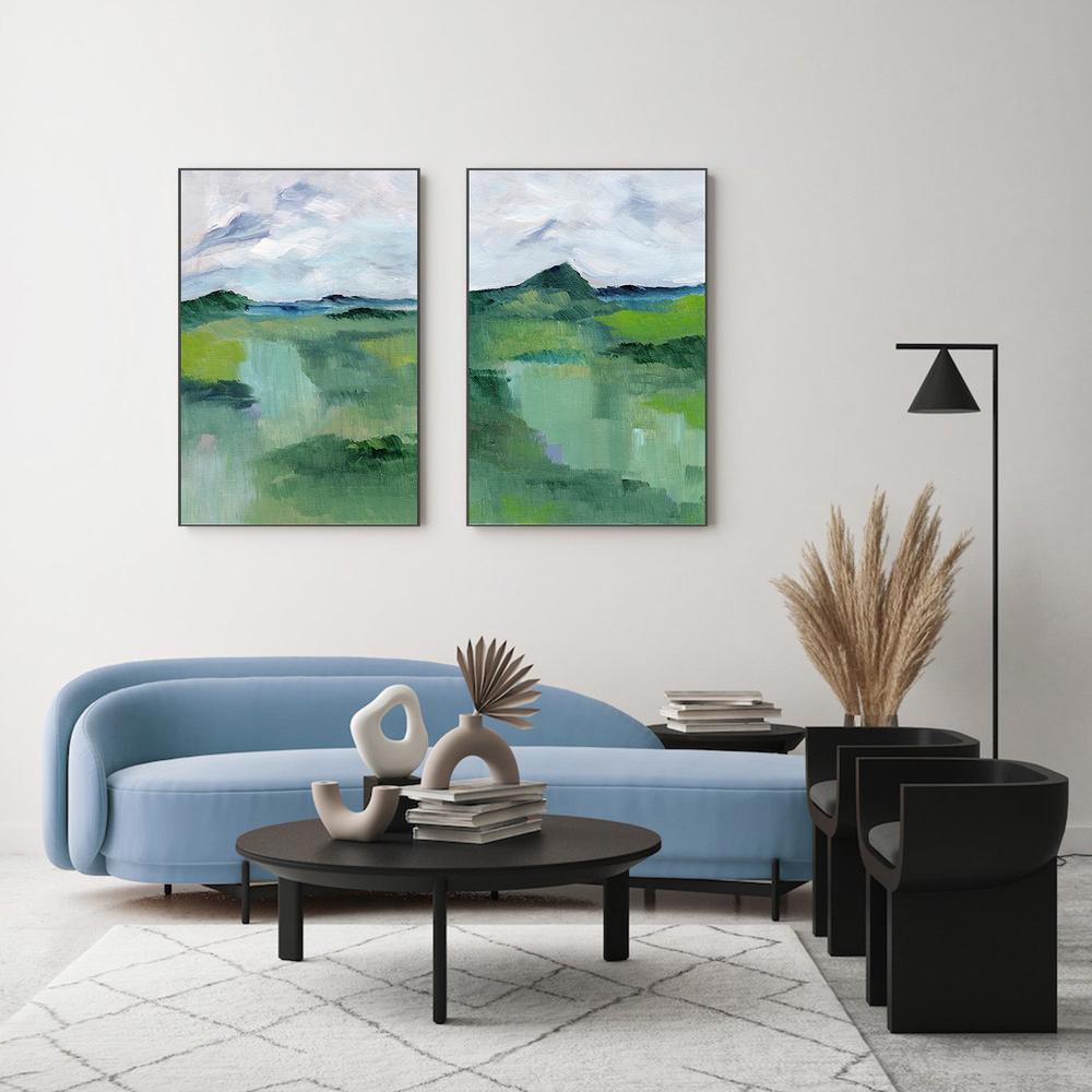 wall-art-print-canvas-poster-framed-Green, Style A & B, Set Of 2 , By Nikita Jariwala-7