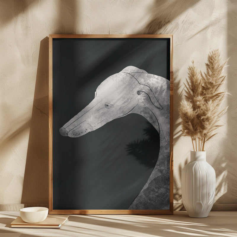 wall-art-print-canvas-poster-framed-Greyhound black and white 02 , By Little Dean-2