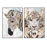 wall-art-print-canvas-poster-framed-Grunge Zebra And Tiger, Set Of 2 , By Sarah Manovski-GIOIA-WALL-ART