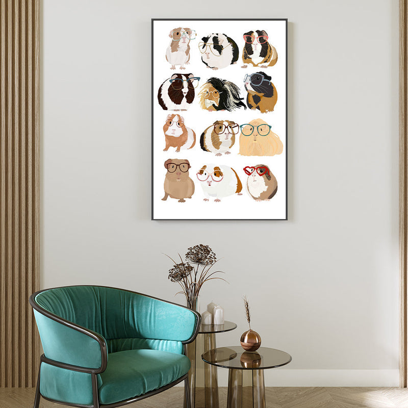 wall-art-print-canvas-poster-framed-Guinea Pigs In Glasses, By Hanna Melin-GIOIA-WALL-ART