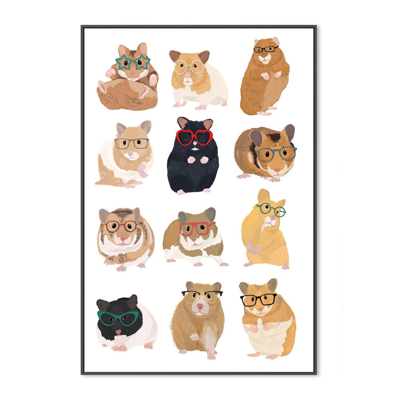 wall-art-print-canvas-poster-framed-Hamsters In Glasses, By Hanna Melin-GIOIA-WALL-ART