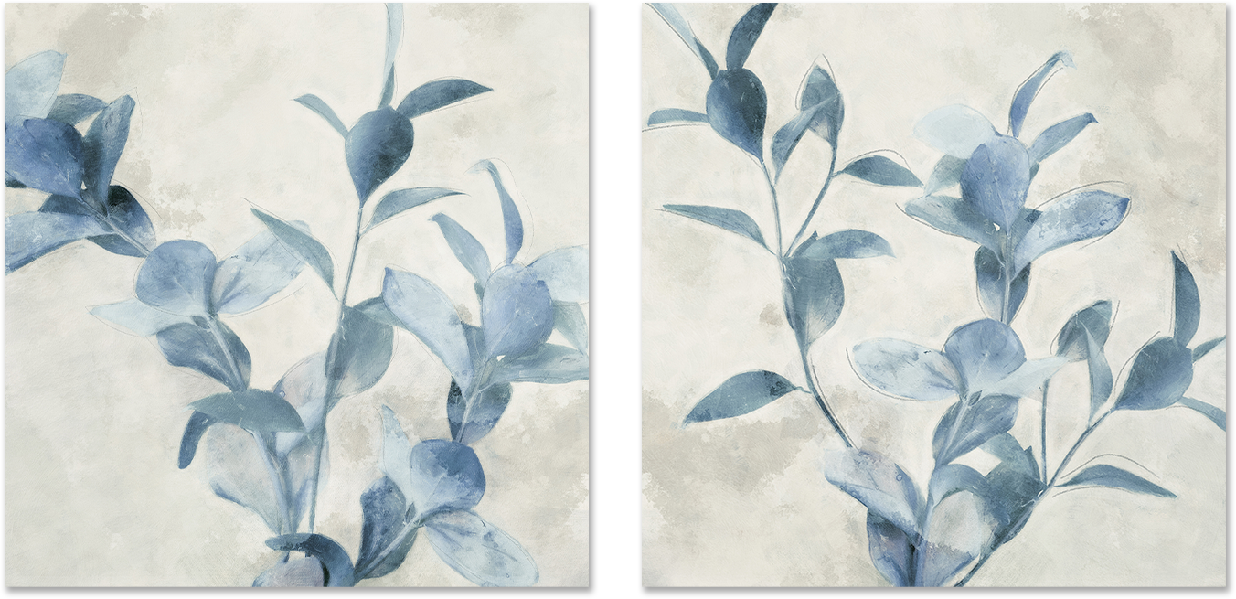 wall-art-print-canvas-poster-framed-Harvest Blue Botanicals, Style A & B, Set of 2 , By Nina Blue-1