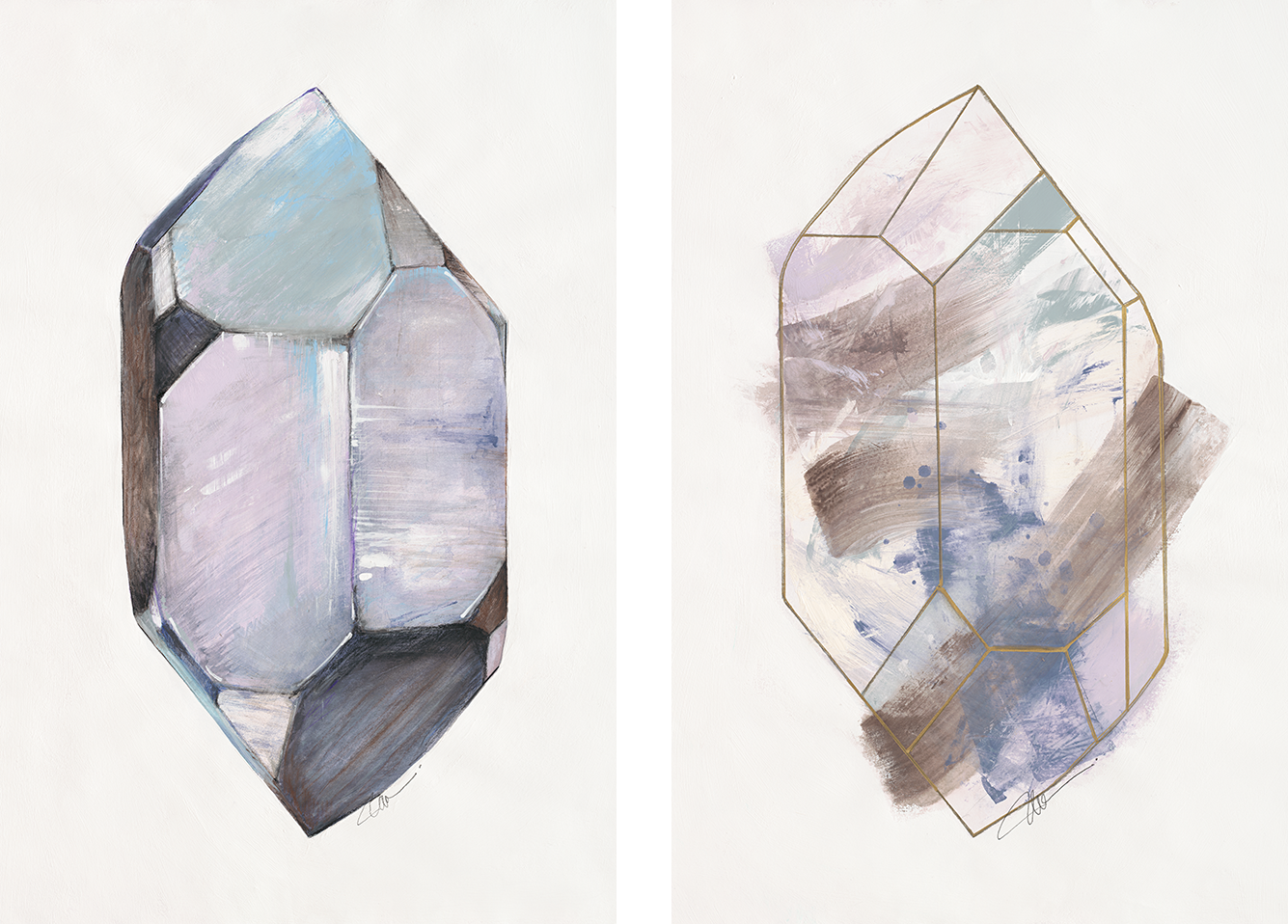 wall-art-print-canvas-poster-framed-Healing Crystal & Crystal Reflection, Set Of 2 , By Filippoloco-1
