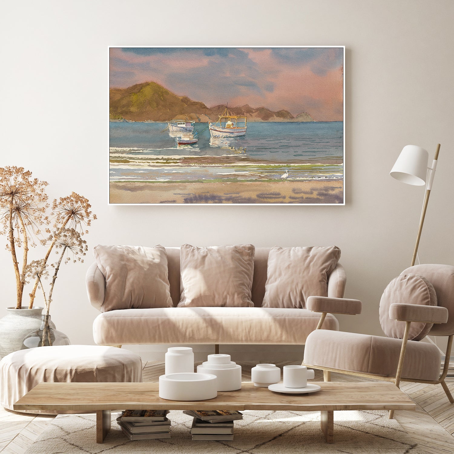 wall-art-print-canvas-poster-framed-Heron and Boats , By David Dallison-7