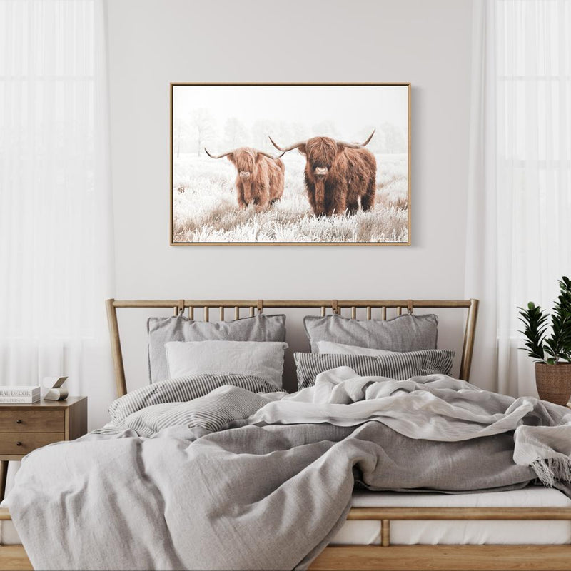 wall-art-print-canvas-poster-framed-Highland Cows In The Meadow-by-Gioia Wall Art-Gioia Wall Art