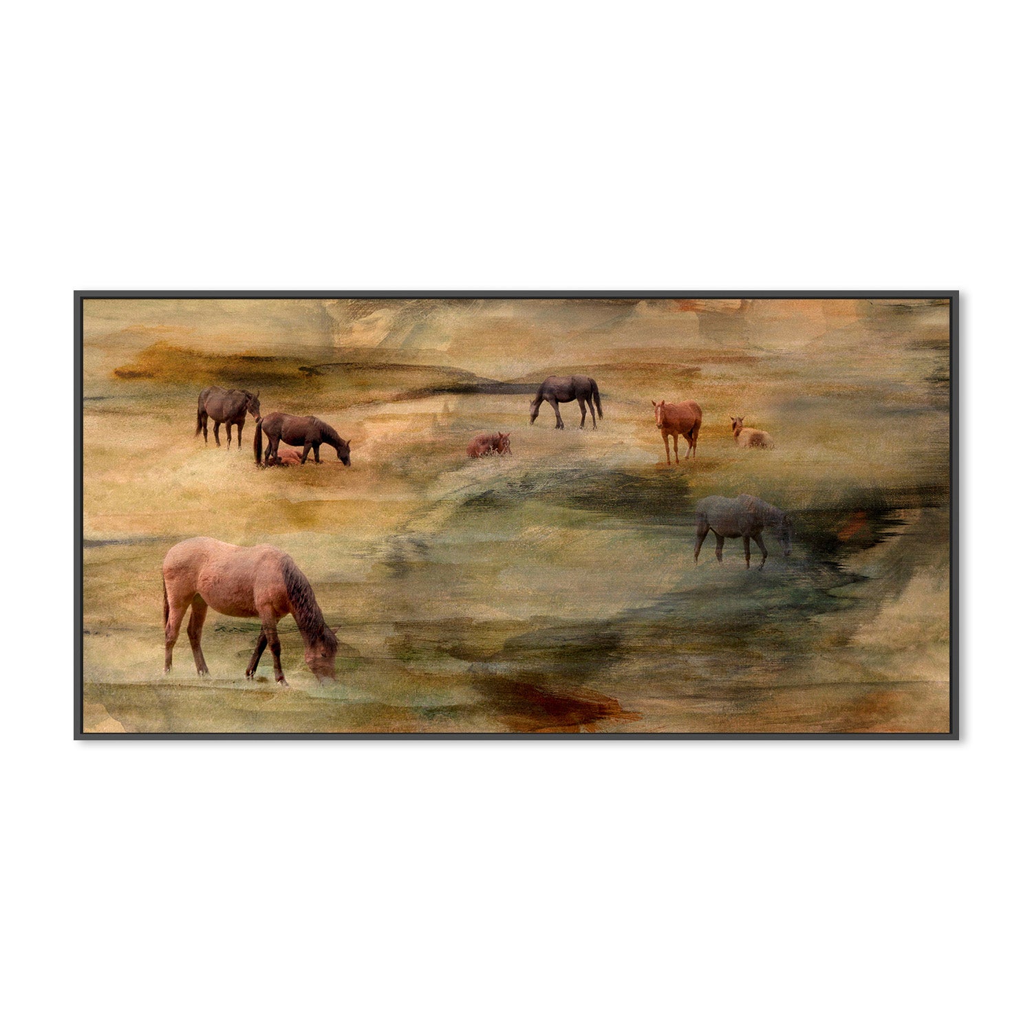 wall-art-print-canvas-poster-framed-Horses Grazing-3
