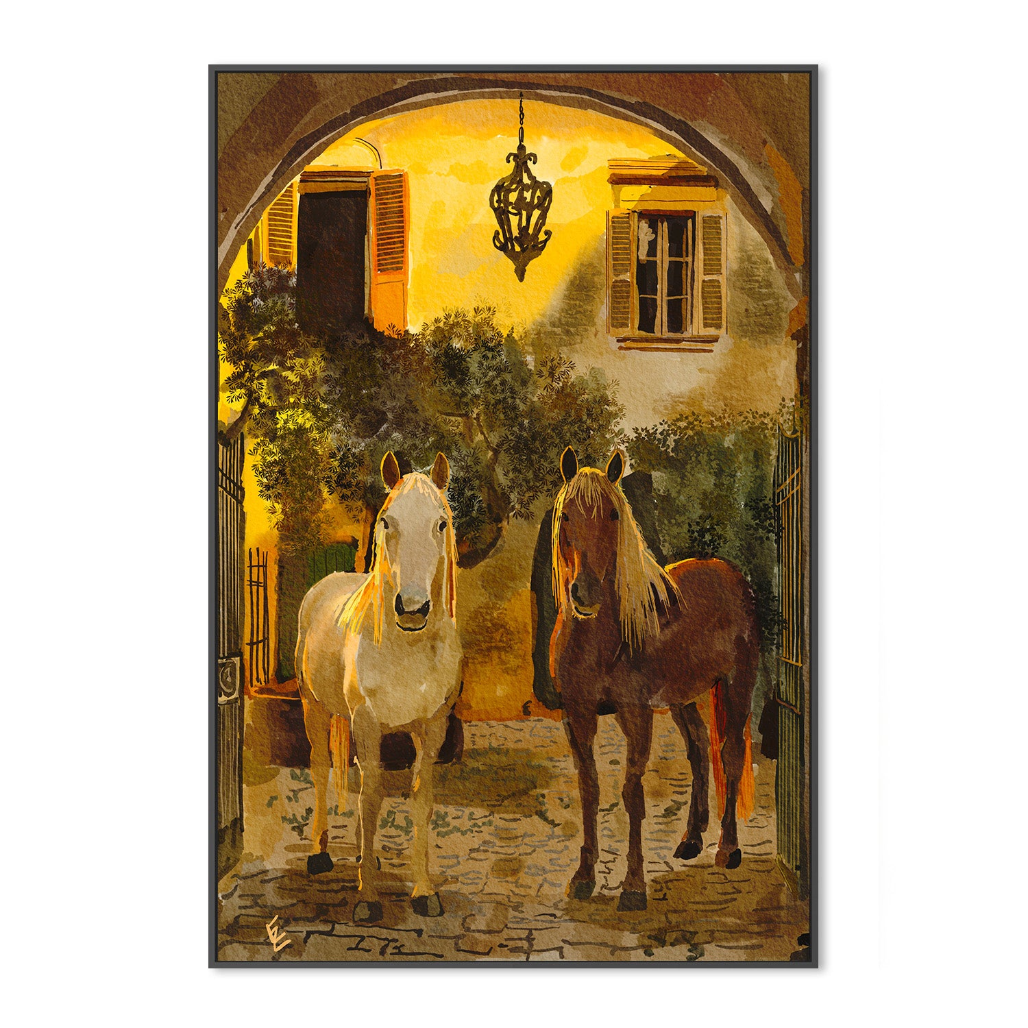 wall-art-print-canvas-poster-framed-Horses House-3
