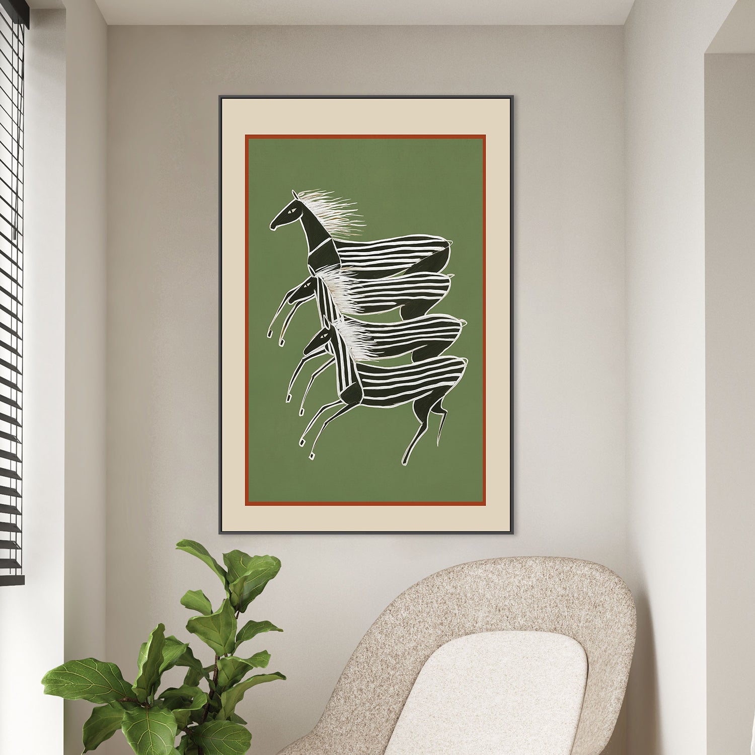 wall-art-print-canvas-poster-framed-Horses In Stripes-2