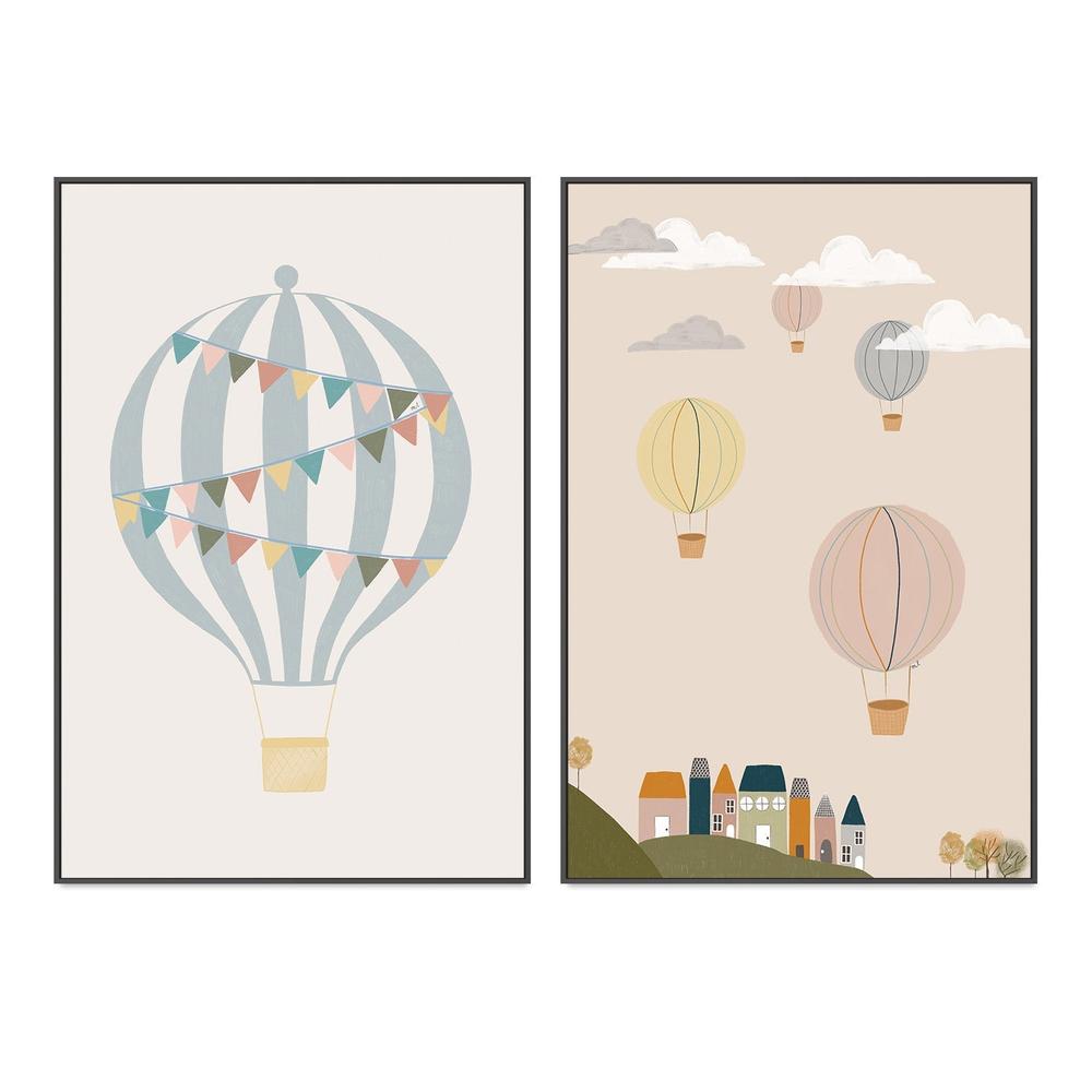 wall-art-print-canvas-poster-framed-Hot Air Balloons, Set of 2 , By Menina Lisboa-3