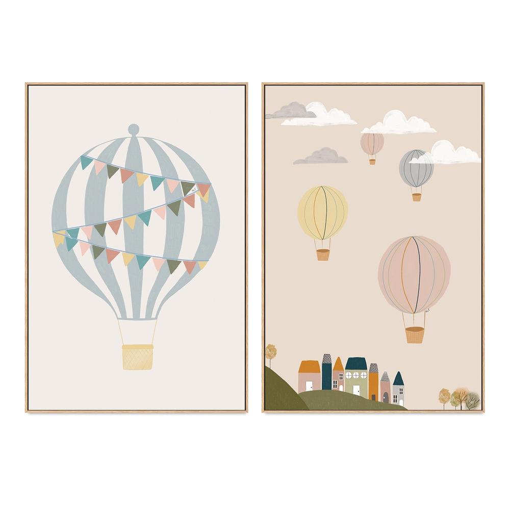 wall-art-print-canvas-poster-framed-Hot Air Balloons, Set of 2 , By Menina Lisboa-4