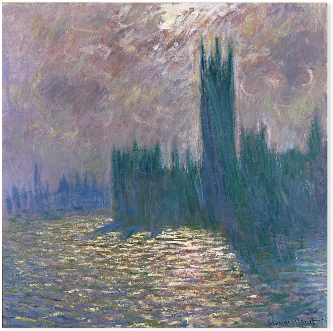 wall-art-print-canvas-poster-framed-Houses of Parliament Reflection of the Thames 1900 , By Monet-by-Gioia Wall Art-Gioia Wall Art