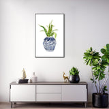 wall-art-print-canvas-poster-framed-Indigo Ginger Vase And Flowers Painting, Style A-by-Gioia Wall Art-Gioia Wall Art