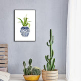 wall-art-print-canvas-poster-framed-Indigo Ginger Vase And Flowers Painting, Style A-by-Gioia Wall Art-Gioia Wall Art