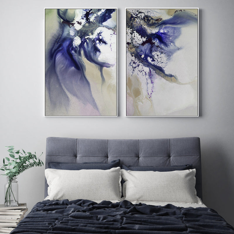 wall-art-print-canvas-poster-framed-Indigo Rhapsody, Style A & B, Set Of 2 , By Petra Meikle-2