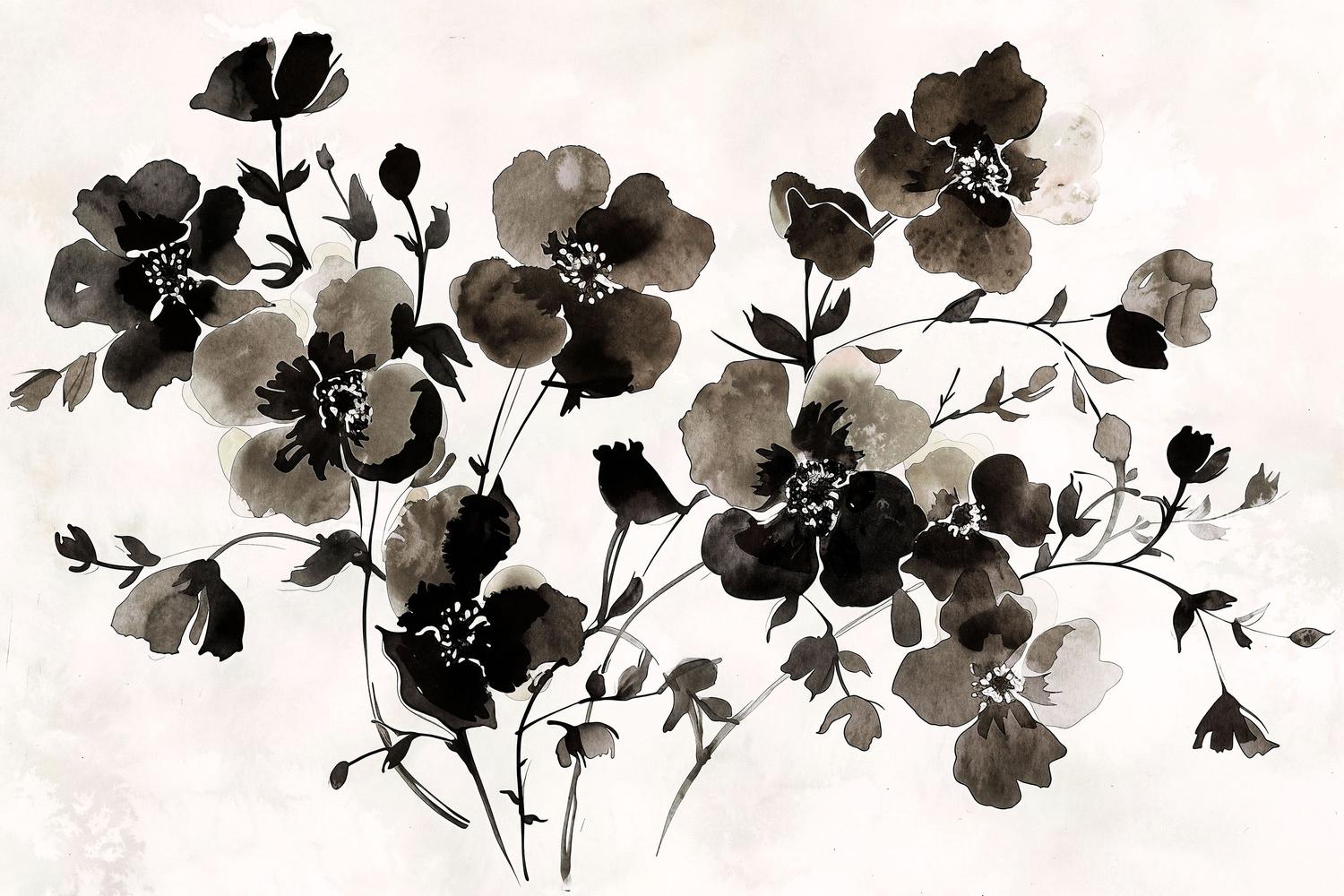 wall-art-print-canvas-poster-framed-Ink Florals, Style A-1