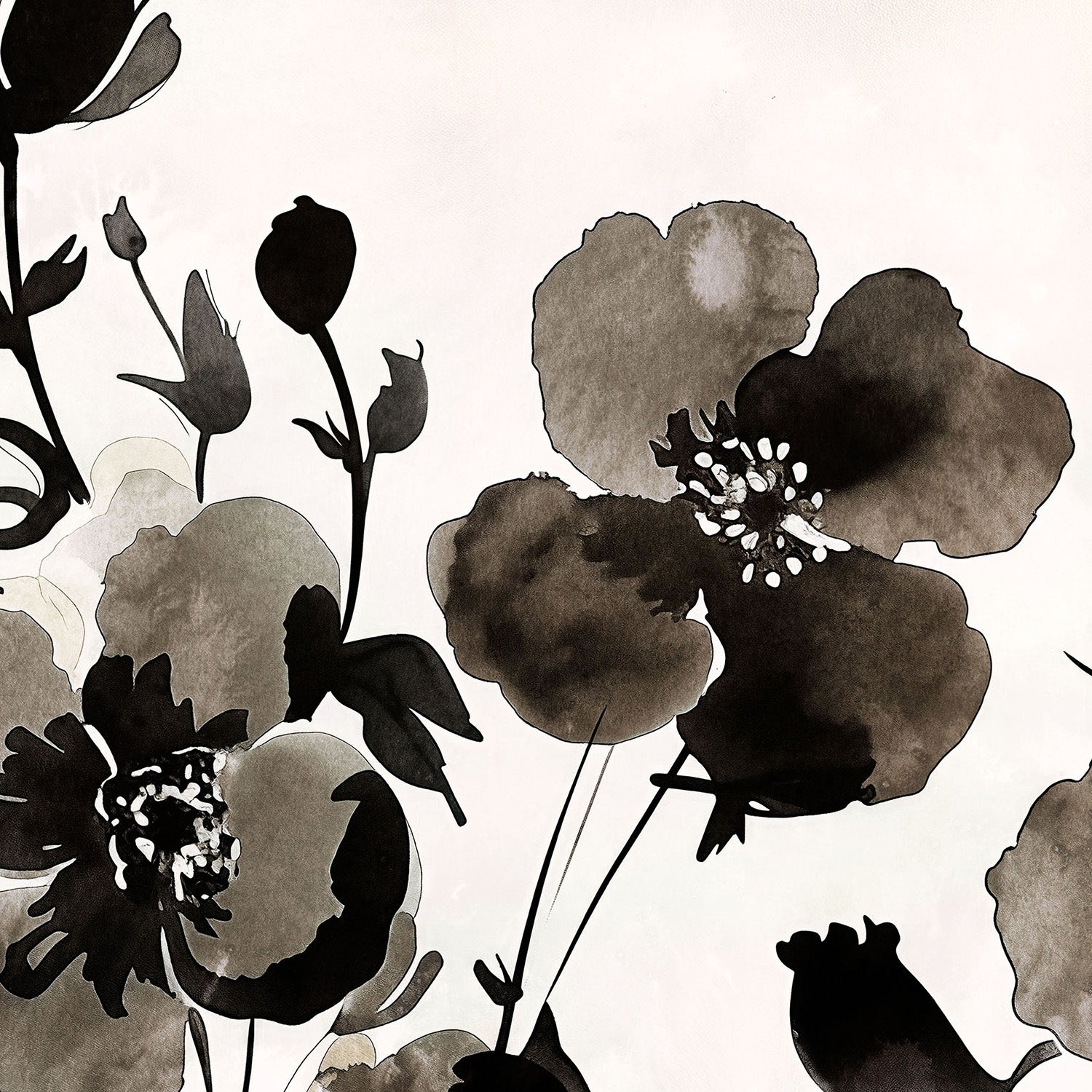 wall-art-print-canvas-poster-framed-Ink Florals, Style A-10