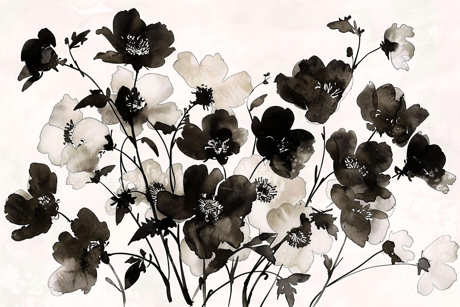 wall-art-print-canvas-poster-framed-Ink Florals, Style B-1