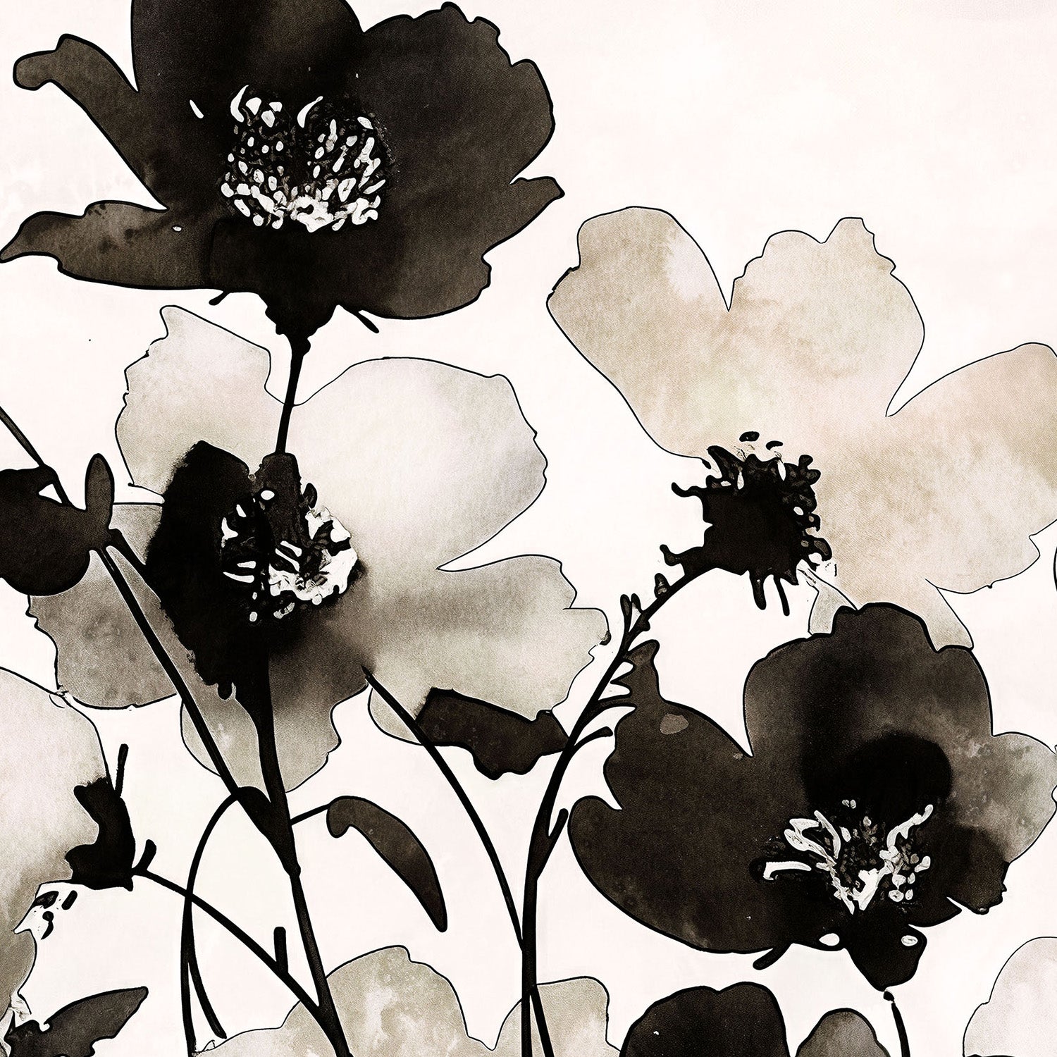 wall-art-print-canvas-poster-framed-Ink Florals, Style B-10
