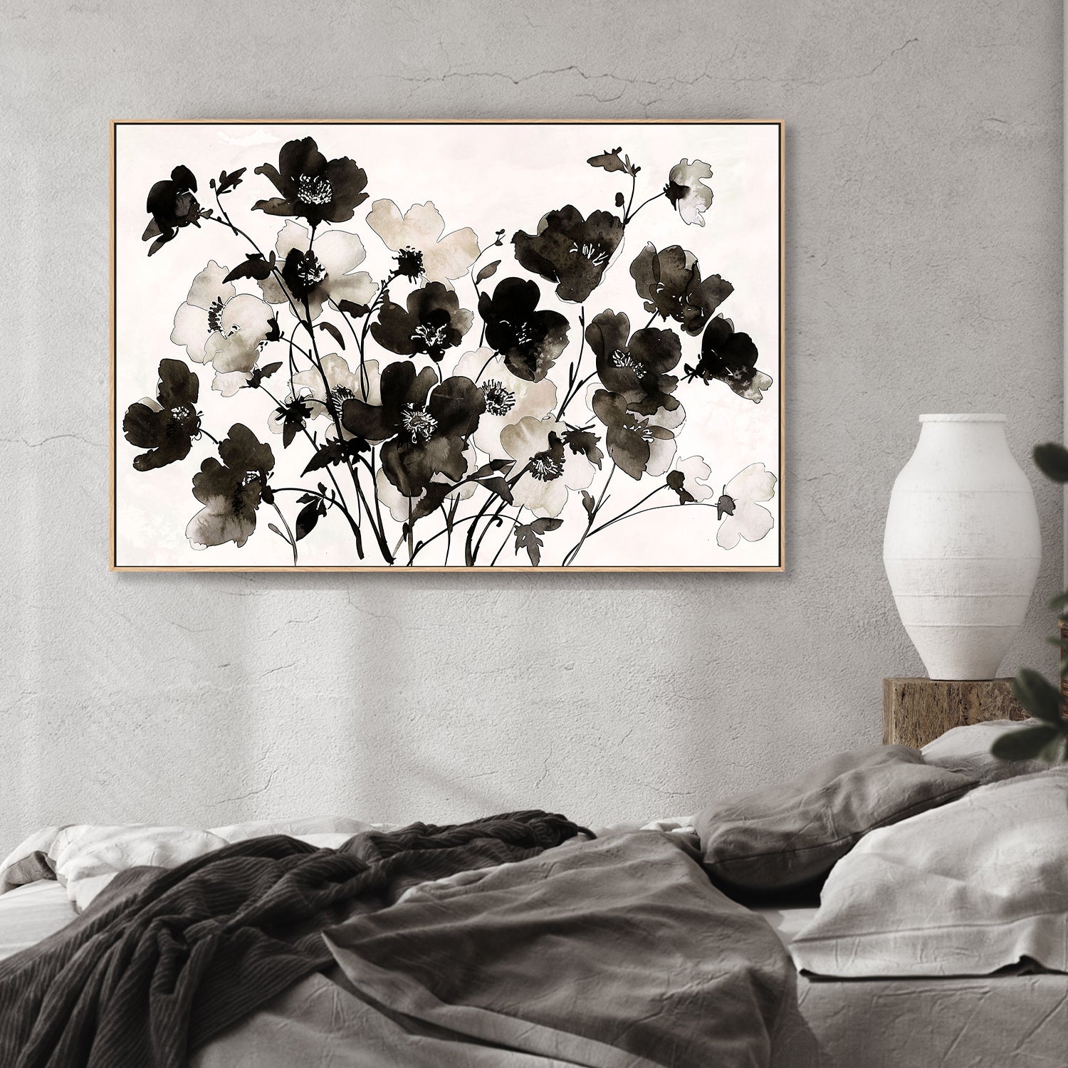 wall-art-print-canvas-poster-framed-Ink Florals, Style B-2