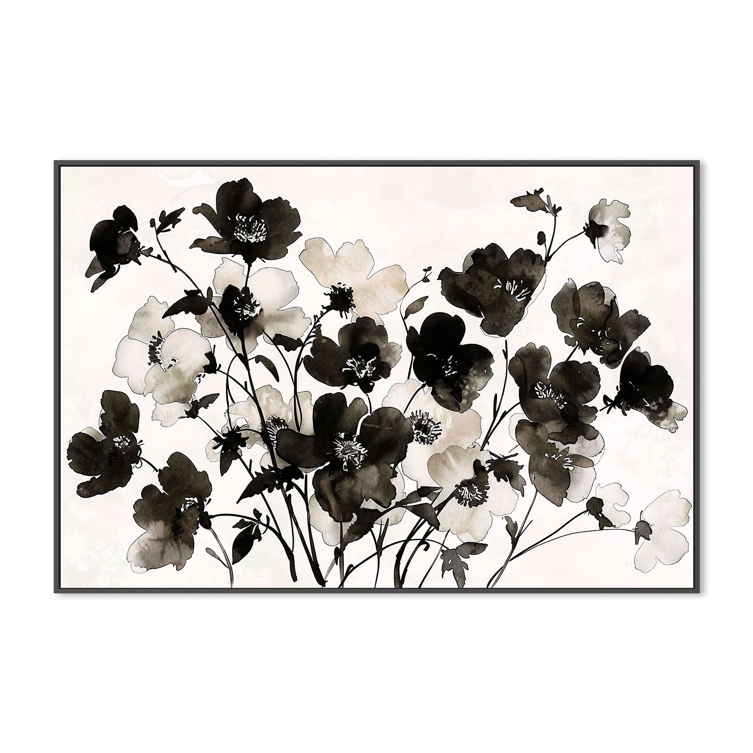 wall-art-print-canvas-poster-framed-Ink Florals, Style B-3