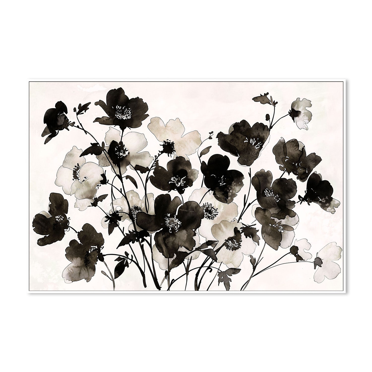 wall-art-print-canvas-poster-framed-Ink Florals, Style B-5