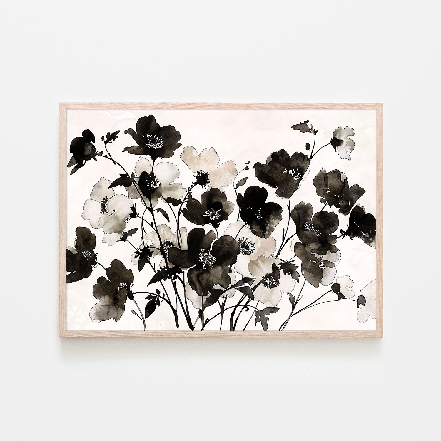 wall-art-print-canvas-poster-framed-Ink Florals, Style B-6