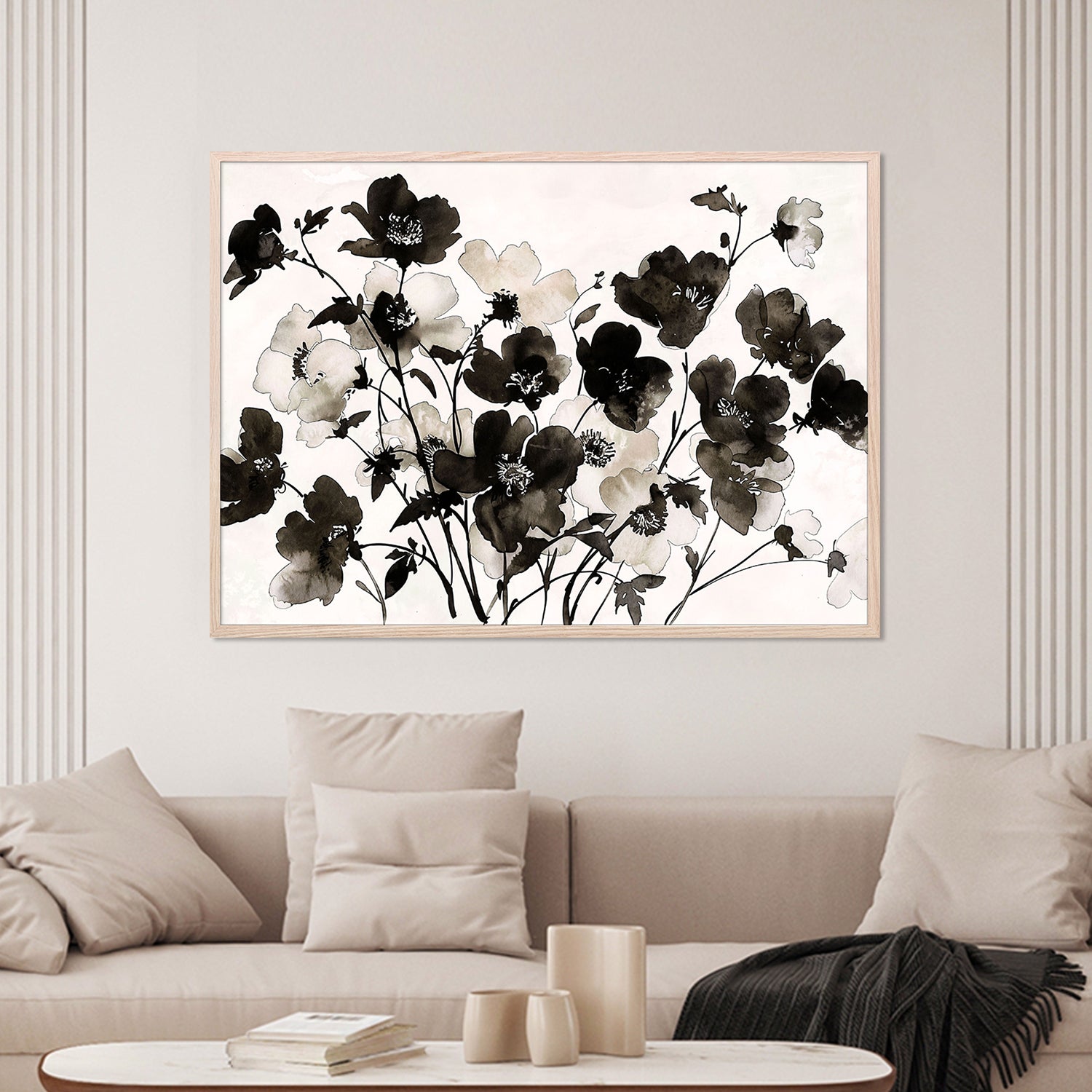 wall-art-print-canvas-poster-framed-Ink Florals, Style B-7