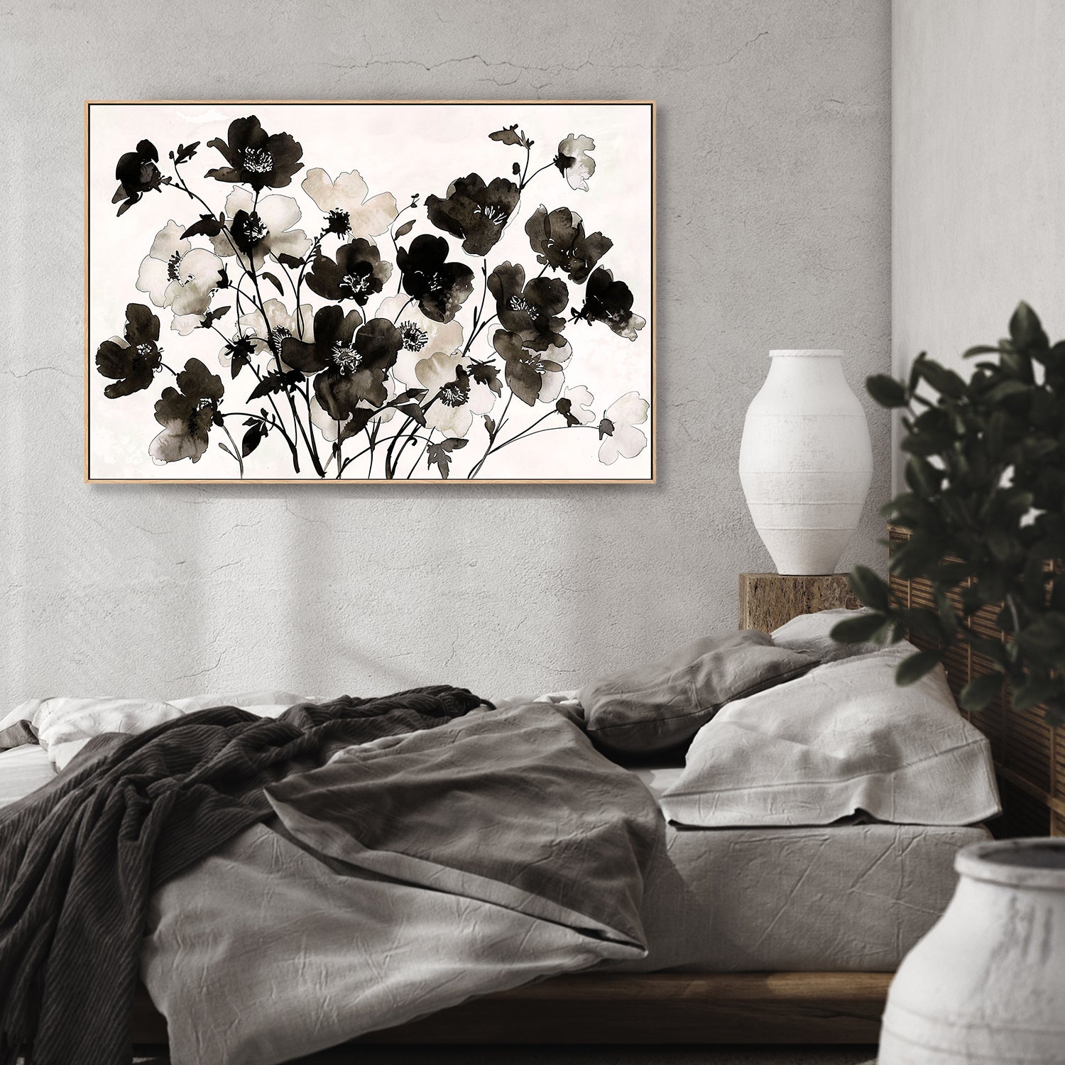 wall-art-print-canvas-poster-framed-Ink Florals, Style B-9