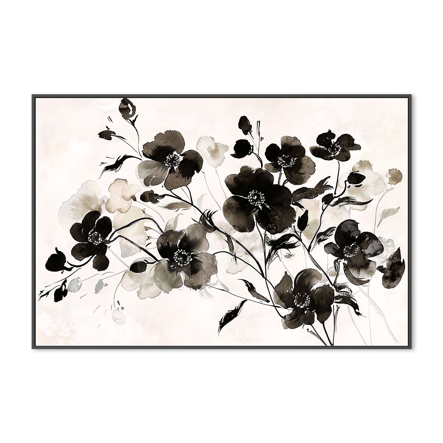 wall-art-print-canvas-poster-framed-Ink Florals, Style C-3