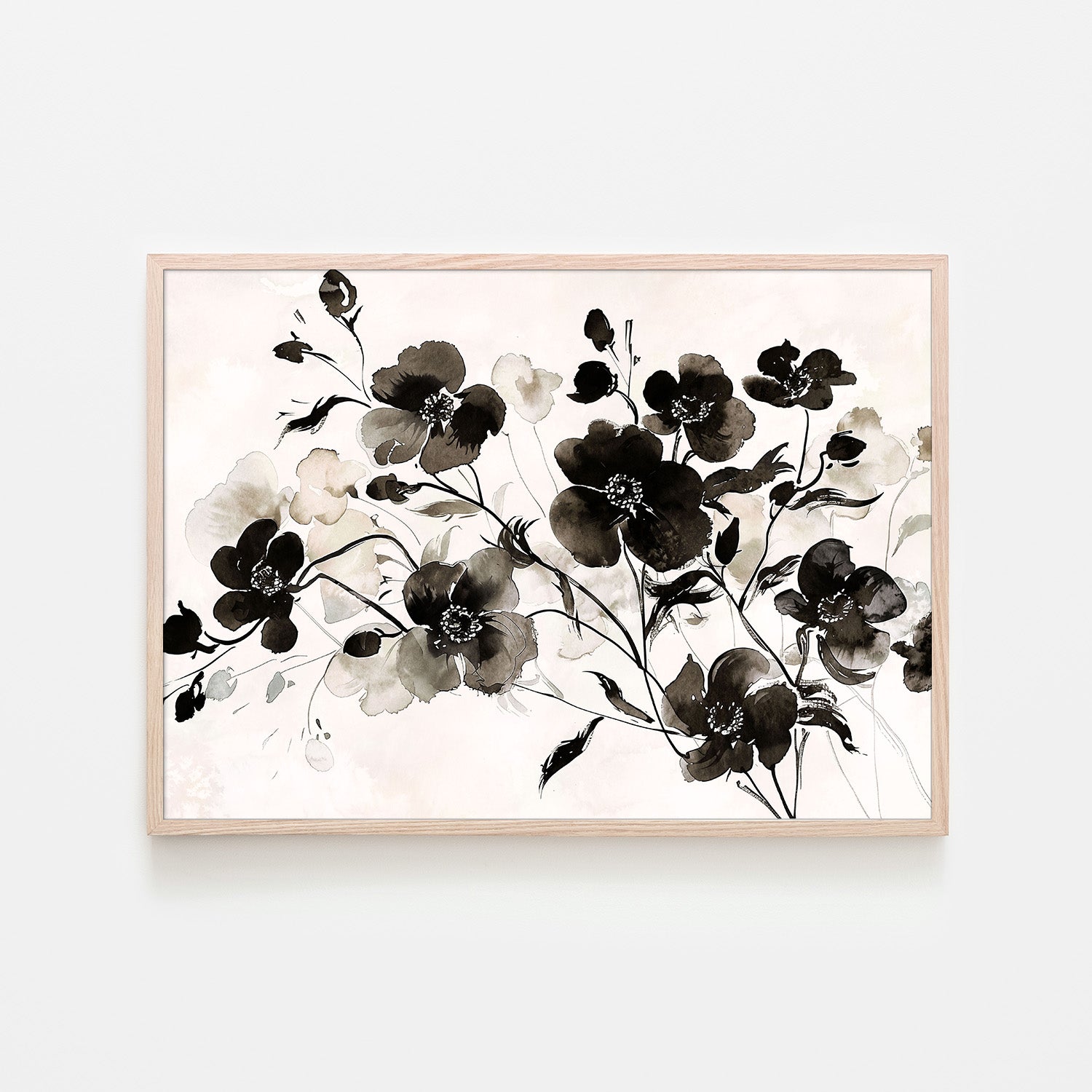 wall-art-print-canvas-poster-framed-Ink Florals, Style C-6